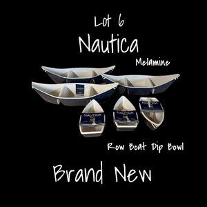 Nautica Home Rowboat & Oar Melamine Condiment Tray Set - Brand New